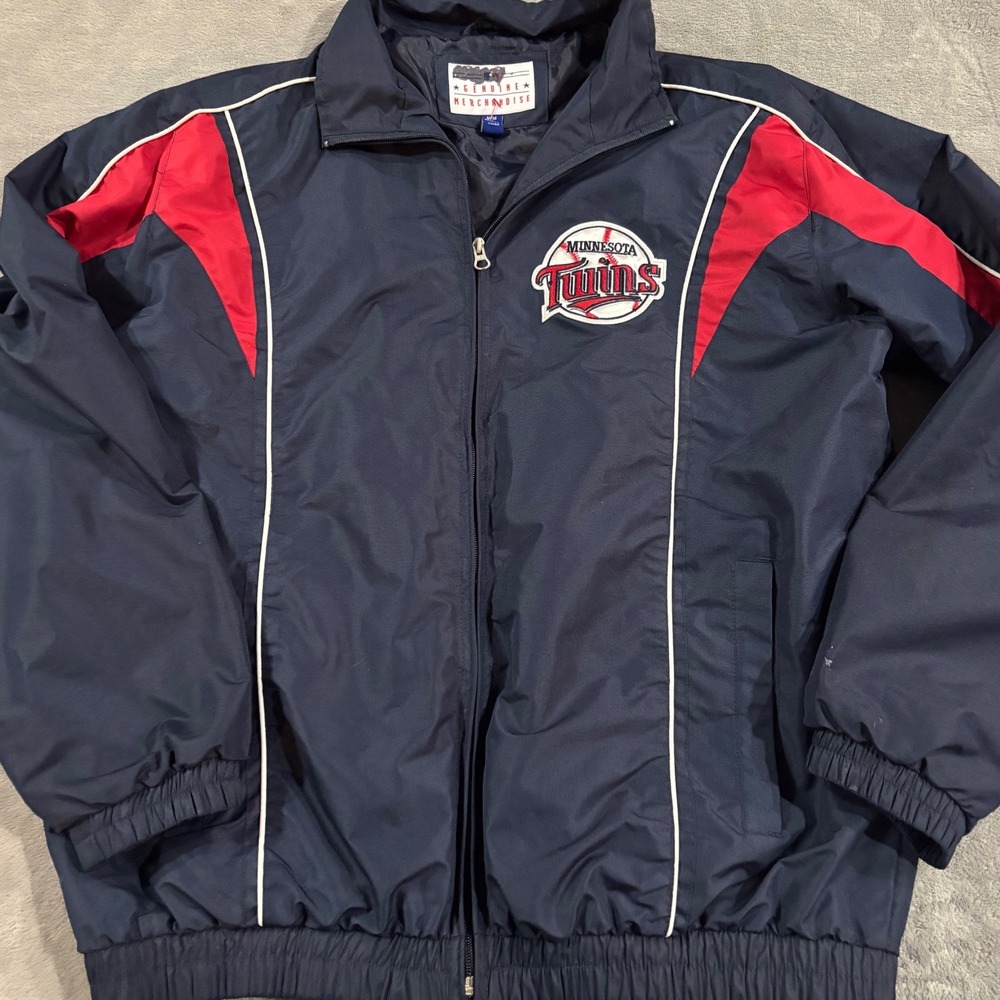 Genuine Merchandise Minnesota Twins MLB Windbreaker Jacket Navy Blue Red Mens M